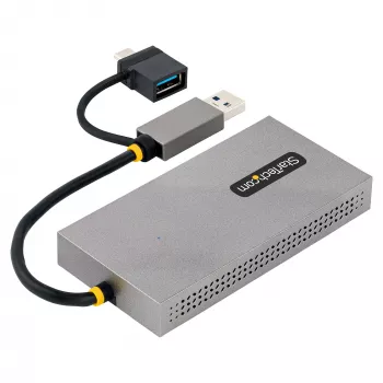 StarTech.com Adapter USB na Dual HDMI, USB A/C do 2 wyświetlaczy HDMI (1x 4K30Hz, 1x 1080p), zintegrowany klucz USB-A na C, kabel 4cale/11cm, Adapter USB 3.0 na HDMI, Windows i macOS