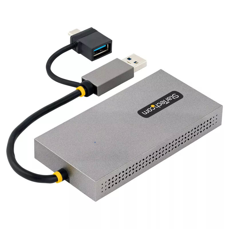 StarTech.com Adapter USB na Dual HDMI, USB A/C do 2 wyświetlaczy HDMI (1x 4K30Hz, 1x 1080p), zintegrowany klucz USB-A na C, kabel 4cale/11cm, Adapter USB 3.0 na HDMI, Windows i macOS