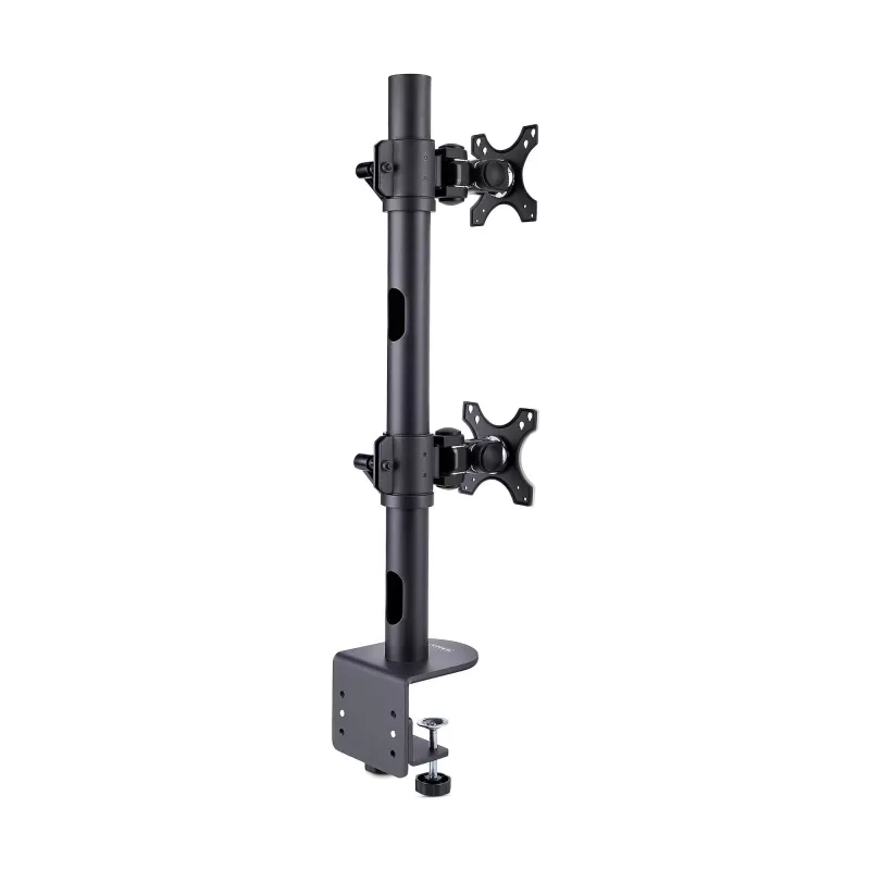 StarTech.com Uchwyt biurkowy na 2 monitory ułożone pionowo, podwójny 49 cali, łącznie 32 kg, zacisk C, system szybkiego zwalniania VESA, panoramiczny 16:9/ultraszeroki 32:9, TAA