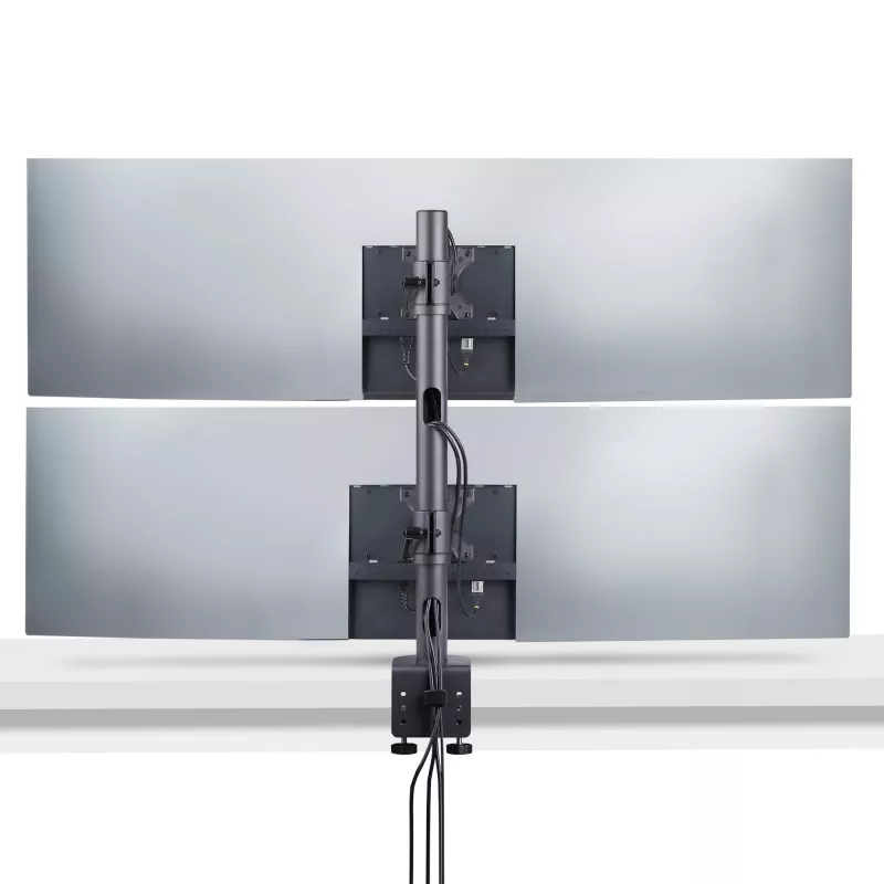 StarTech.com Uchwyt biurkowy na 2 monitory ułożone pionowo, podwójny 49 cali, łącznie 32 kg, zacisk C, system szybkiego zwalniania VESA, panoramiczny 16:9/ultraszeroki 32:9, TAA