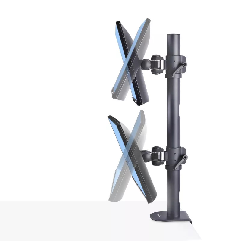 StarTech.com Uchwyt biurkowy na 2 monitory ułożone pionowo, podwójny 49 cali, łącznie 32 kg, zacisk C, system szybkiego zwalniania VESA, panoramiczny 16:9/ultraszeroki 32:9, TAA