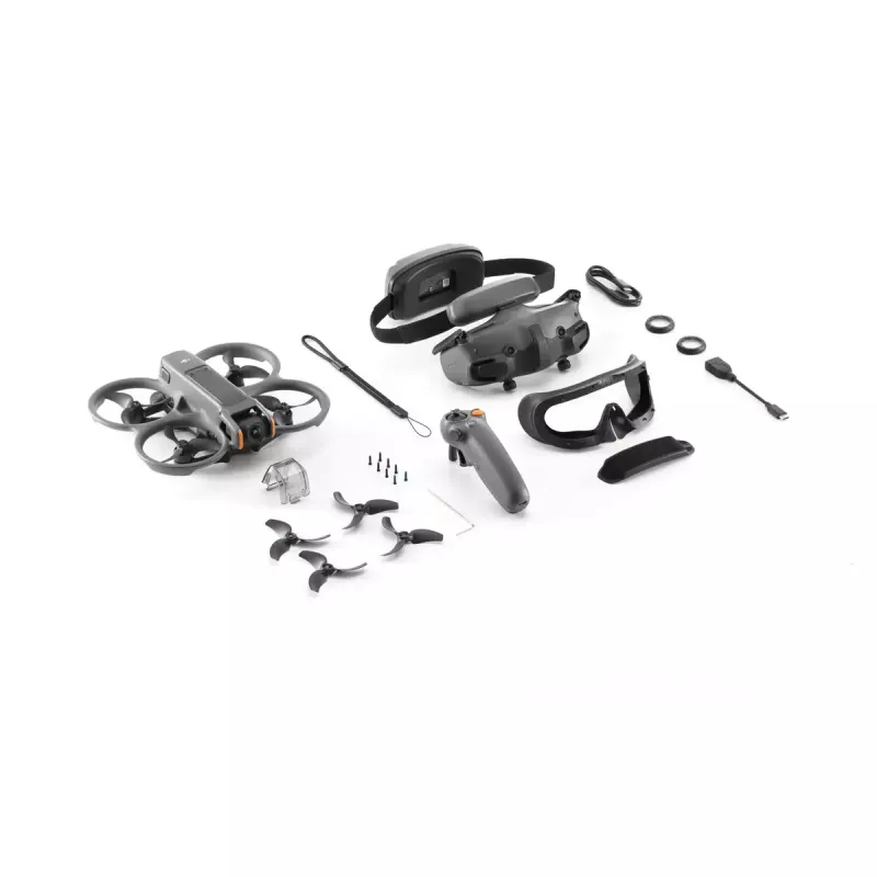 Dron DJI Avata 2 Fly Smart Combo — quadcopter 4-śmigłowy, kamera 48 MP, wideo 3840×2160, bateria 2150 mAh, Wi‑Fi i Bluetooth