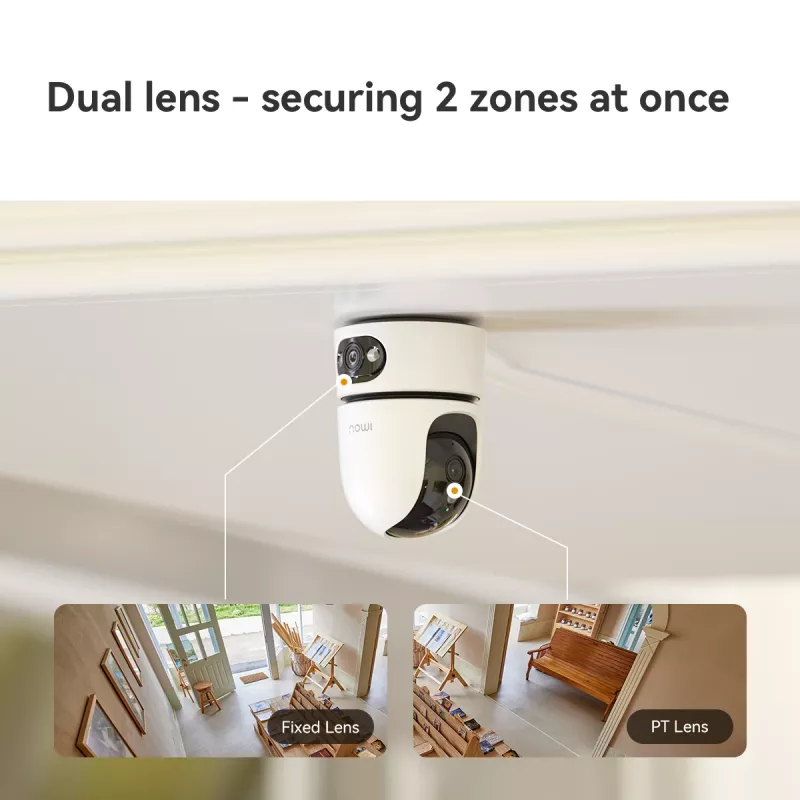 Kamera IP bezpieczeństwa IMOU Ranger Dual Pro 6MP — biurkowa do pomieszczeń, 2304×1296, 3,6 mm, zoom cyfrowy 8×, kąty widzenia 91°×47°