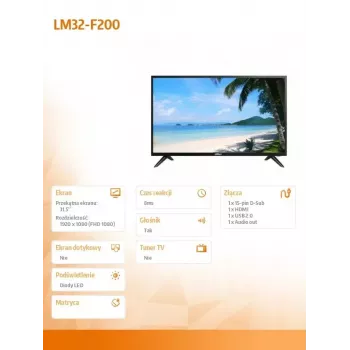 Monitor LCD DAHUA LM32-F200 31,5 cala Full HD 1920x1080 LED, 60 Hz, 8 ms, HDMI+VGA, głośniki, VESA 75x75