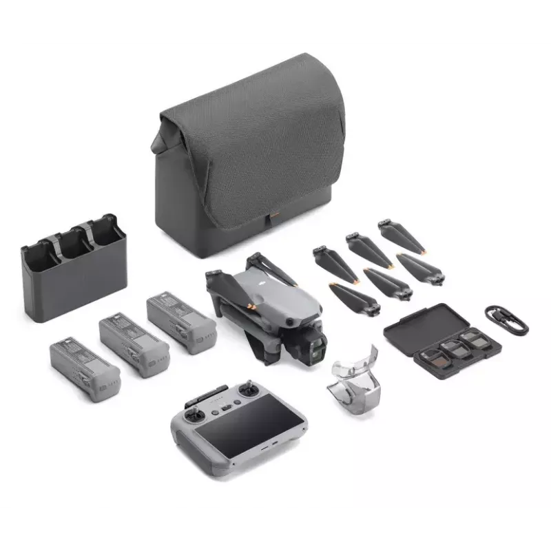 Quadcopter DJI Air 3s Fly More Combo — aparat 50 MP, 4K 3840×2160, 27 m/s, zasięg 32 000 m, bateria 4276 mAh, szary