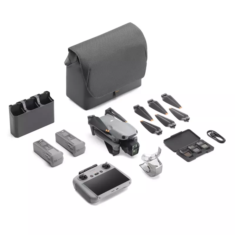 Quadcopter DJI Air 3s Fly More Combo — aparat 50 MP, 4K 3840×2160, 27 m/s, zasięg 32 000 m, bateria 4276 mAh, szary