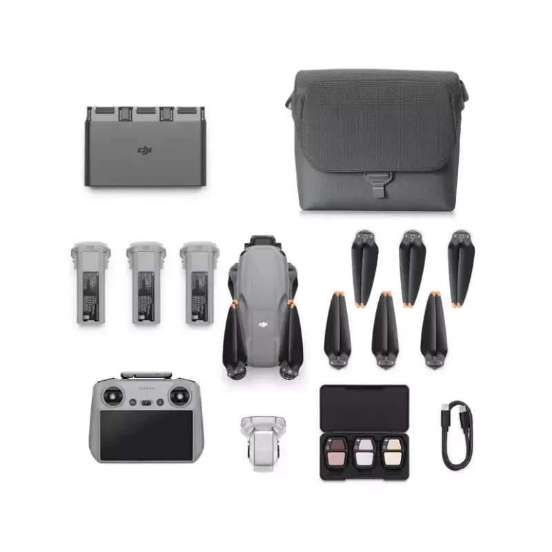 Quadcopter DJI Air 3s Fly More Combo — aparat 50 MP, 4K 3840×2160, 27 m/s, zasięg 32 000 m, bateria 4276 mAh, szary