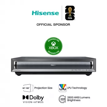 Projektor telewizyjny Hisense PX3 Projektor ultrakrótkiego rzutu 2800 ANSI lumenów UHD 4K (3840x2160) Czarny, ciemnoszary