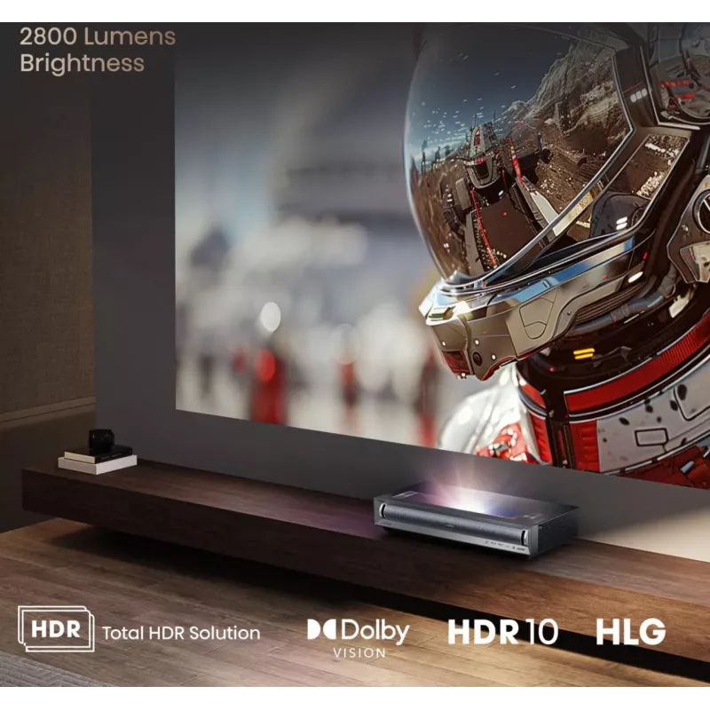 Projektor telewizyjny Hisense PX3 Projektor ultrakrótkiego rzutu 2800 ANSI lumenów UHD 4K (3840x2160) Czarny, ciemnoszary