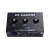 Interfejs audio M-Audio M-Track Solo — USB 16-bit/48 kHz, 1 we/1 wy, złącze combo XLR/TRS i wejście instrumentalne, phantom 48 V, wyjście słuchawkowe