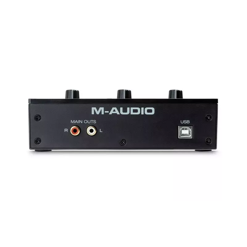 Interfejs audio M-Audio M-Track Solo — USB 16-bit/48 kHz, 1 we/1 wy, złącze combo XLR/TRS i wejście instrumentalne, phantom 48 V, wyjście słuchawkowe