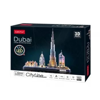 Puzzle 3D CubicFun City Line Dubai LED, 182 elementy, 532×48 mm, wiek 10+