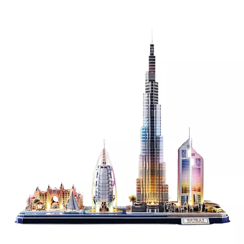 Puzzle 3D CubicFun City Line Dubai LED, 182 elementy, 532×48 mm, wiek 10+