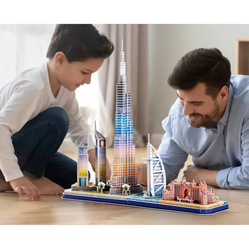 Puzzle 3D CubicFun City Line Dubai LED, 182 elementy, 532×48 mm, wiek 10+