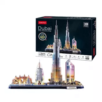 Puzzle 3D CubicFun City Line Dubai LED, 182 elementy, 532×48 mm, wiek 10+