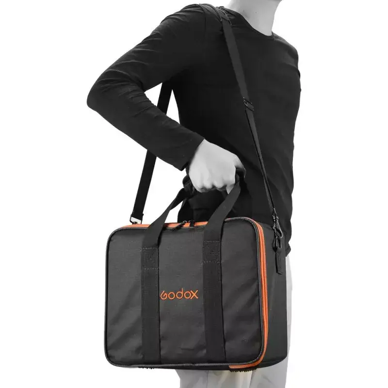 Pokrowiec na korpus lampy Godox CB-12 do AD600Pro, flanela/nylon, czarno-pomarańczowy, z paskiem na ramię