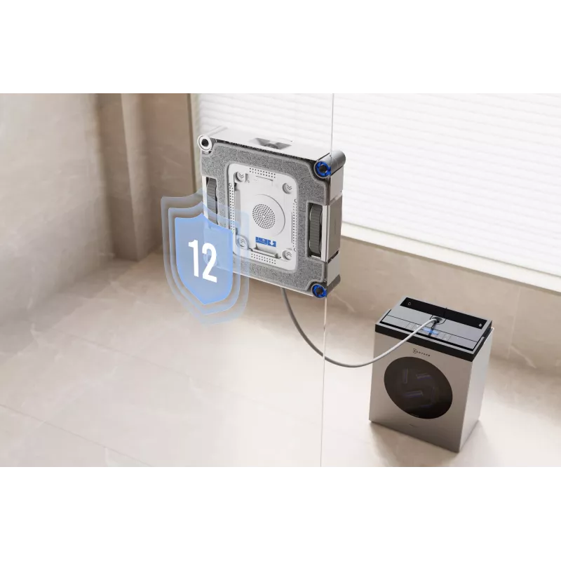 Robot do mycia okien Ecovacs WINBOT W3 OMNI, bateria 4500 mAh, 270×270×76 mm, srebrny/biały