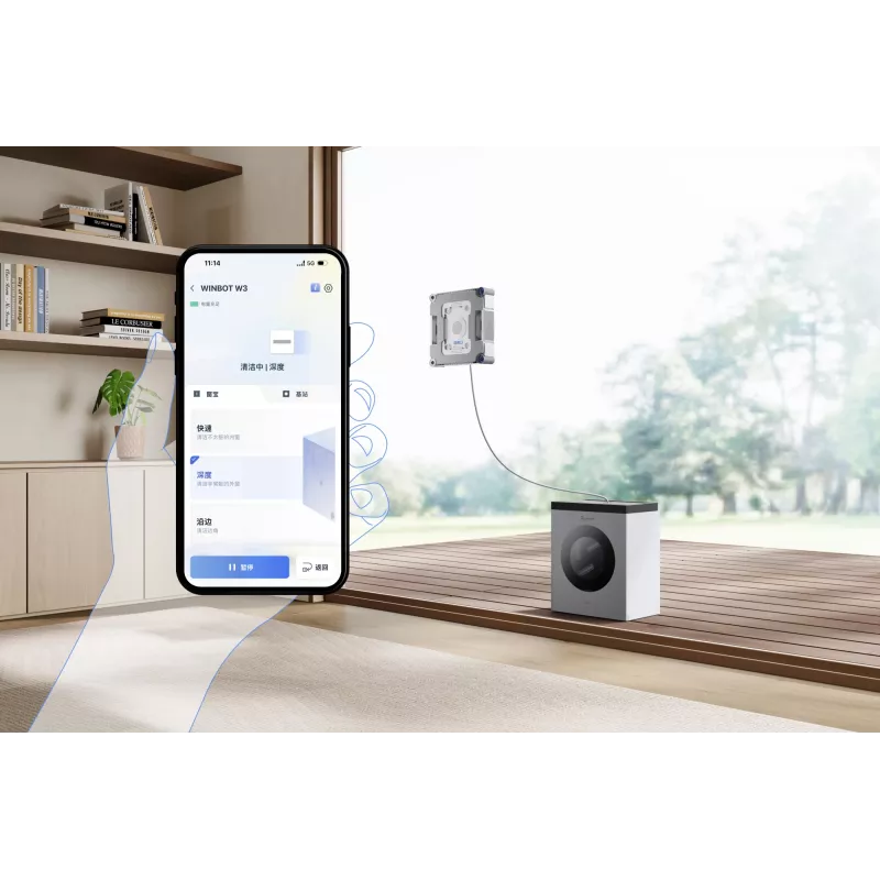 Robot do mycia okien Ecovacs WINBOT W3 OMNI, bateria 4500 mAh, 270×270×76 mm, srebrny/biały