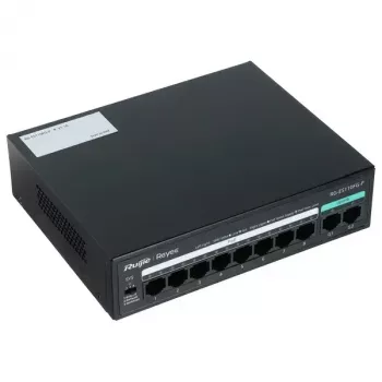 Niezarządzalny przełącznik PoE RUIJIE RG-ES110FG-P — 10-portowy Gigabit (10/100/1000) z 1 SFP, 120W, 20 Gbps przełączanie