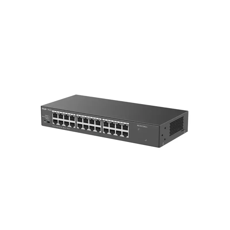 Niezarządzalny przełącznik sieciowy L2 RUIJIE RG-ES124G-L — 24x Gigabit (10/100/1000), 48 Gbit/s, 8000 adresów MAC, do montażu w szafie rack