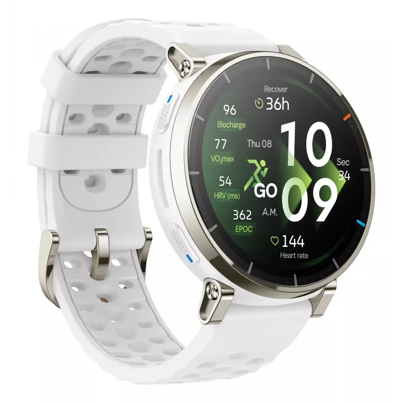 Smartwatch Amazfit Active 3 — 3,35 cm (1,32 cala) AMOLED, 466×466, ekran dotykowy, GPS, 365 mAh, pasek silikonowy