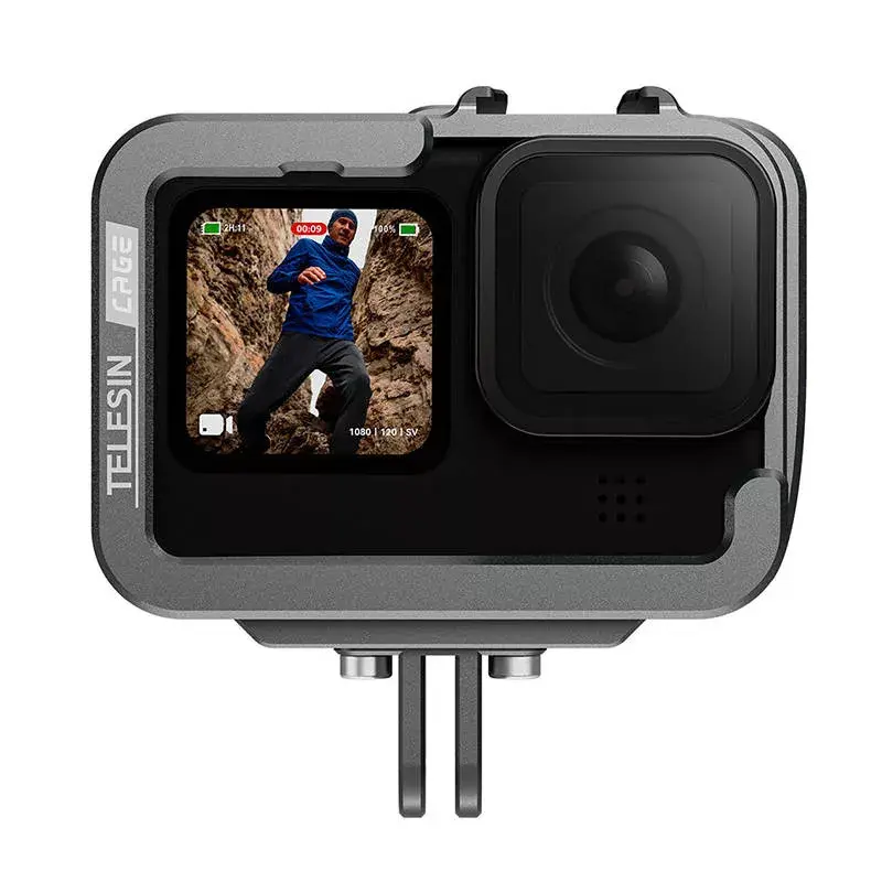 Aluminiowa klatka do kamery Telesin GP-FMS-G11-TZ do GoPro Hero 12/11/10/9 z adapterem pionowym