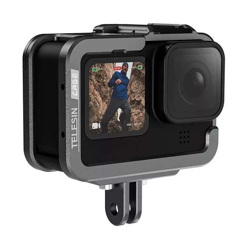 Aluminiowa klatka do kamery Telesin GP-FMS-G11-TZ do GoPro Hero 12/11/10/9 z adapterem pionowym