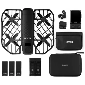 Mini-dron HOVERAir X1 Pro — 4-rotorowy, kamera 12 MP, wideo 4K, zasięg 1000 m, bateria 1920 mAh, 32 GB pamięci wewnętrznej, Czarny