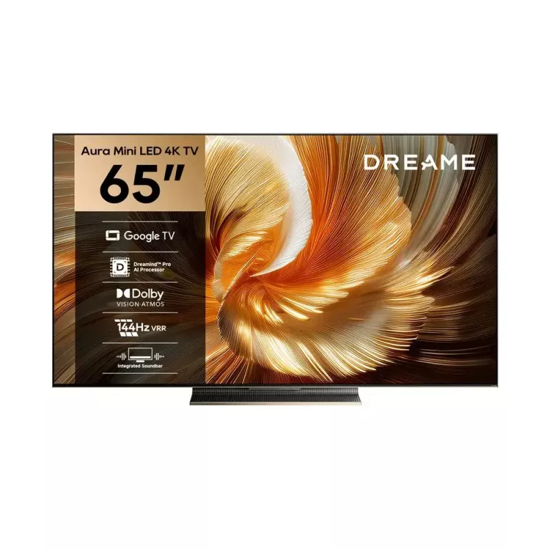 Telewizor Smart TV Dreame Aura S100 65 cali, QLED+ (Mini LED), 4K UHD, Google TV, 144 Hz, procesor AI, zintegrowany soundbar, czarny