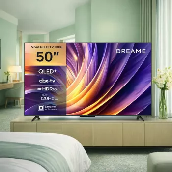 Smart TV Dreame Vivid Q100 50 cali, QLED+, 4K UHD, Google TV, 120Hz, procesor AI, czarny