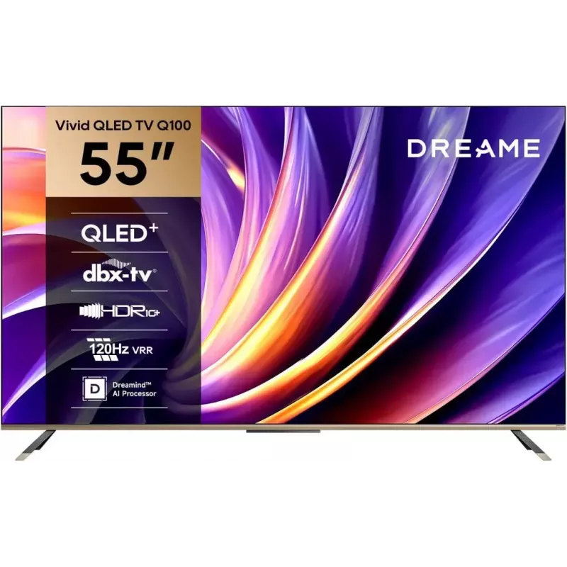Smart TV Dreame Vivid Q100 55 cali, QLED+, 4K UHD, Google TV, 120 Hz, procesor AI, czarny