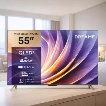 Smart TV Dreame Vivid Q100 55 cali, QLED+, 4K UHD, Google TV, 120 Hz, procesor AI, czarny
