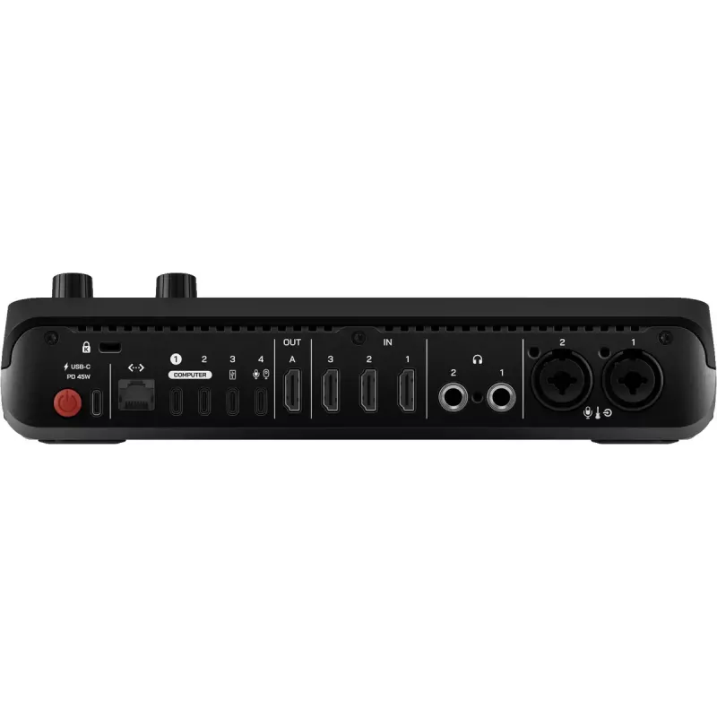 Wielokanałowa konsola do produkcji podcastów i transmisji na żywo Rode RodeCaster Video S RCVS-E — ekran dotykowy, Wi‑Fi, Bluetooth 5.3, 5x USB-C, 3x HDMI we, 1x HDMI wy, microSD