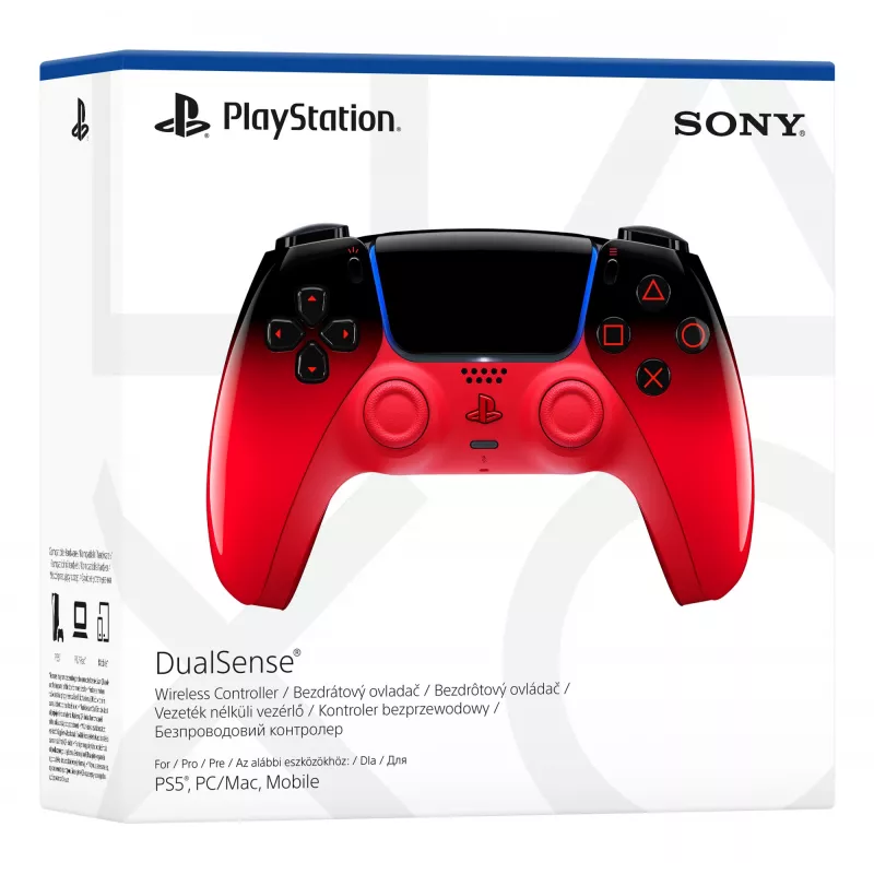 Gamepad Sony DualSense dla PlayStation 5 — Bluetooth/USB, Bateria, Czarny/Czerwony, USB-C, 188×69×189 mm