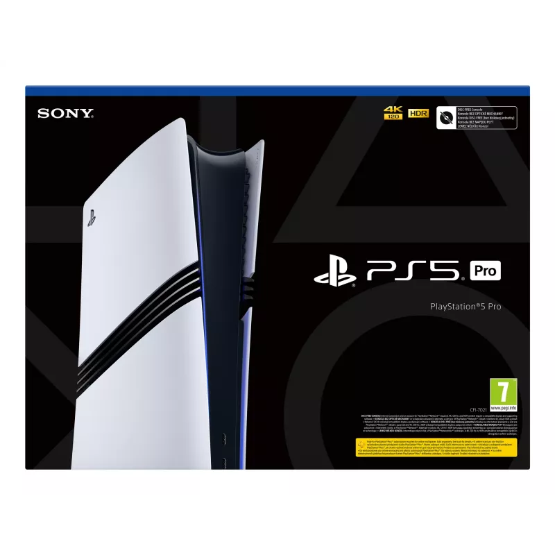 Sony PlayStation 5 Pro – konsola do gier, 2 TB SSD, GDDR6, Wi‑Fi 6/7, Ethernet, obsługa 8K, czarno-biała