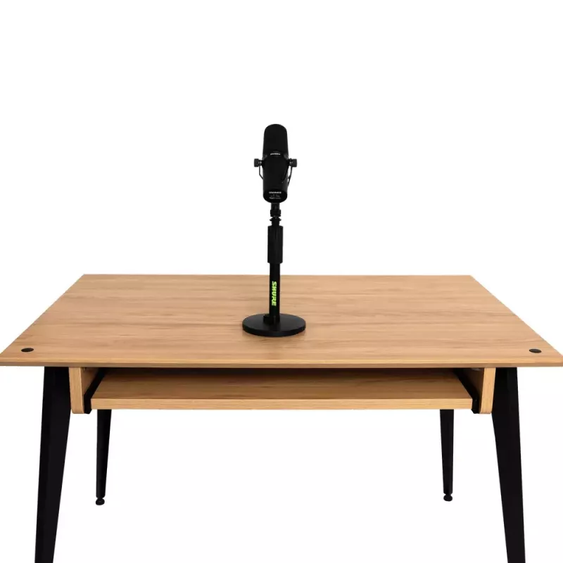 Statyw biurkowy do mikrofonu Shure SH-DESKTOP1, okrągła metalowa podstawa, gwint 3/8 cala, wysokość 26,7–40,6 cm, czarny