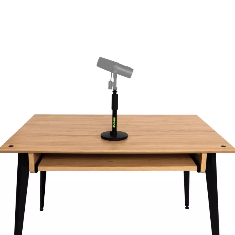 Statyw biurkowy do mikrofonu Shure SH-DESKTOP1, okrągła metalowa podstawa, gwint 3/8 cala, wysokość 26,7–40,6 cm, czarny