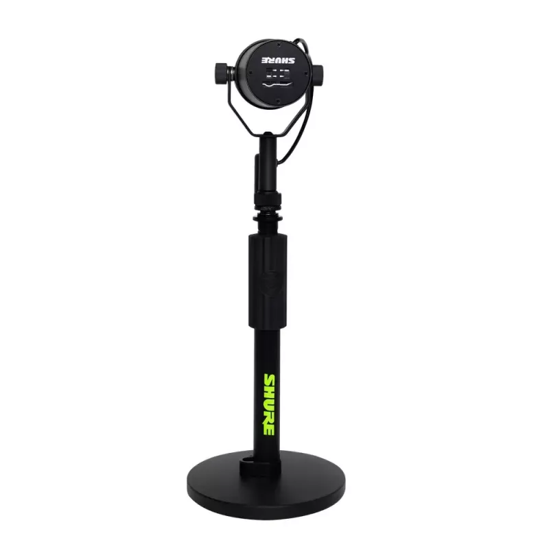 Statyw biurkowy do mikrofonu Shure SH-DESKTOP1, okrągła metalowa podstawa, gwint 3/8 cala, wysokość 26,7–40,6 cm, czarny