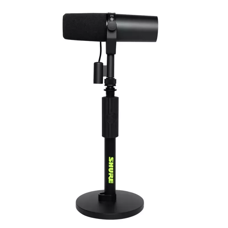 Statyw biurkowy do mikrofonu Shure SH-DESKTOP1, okrągła metalowa podstawa, gwint 3/8 cala, wysokość 26,7–40,6 cm, czarny