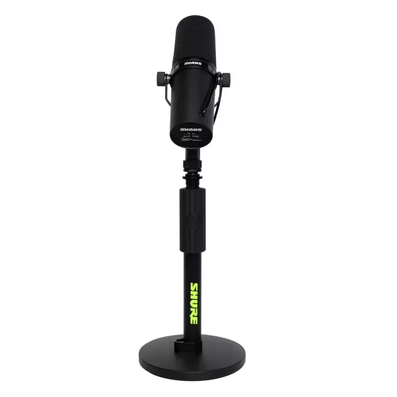Statyw biurkowy do mikrofonu Shure SH-DESKTOP1, okrągła metalowa podstawa, gwint 3/8 cala, wysokość 26,7–40,6 cm, czarny