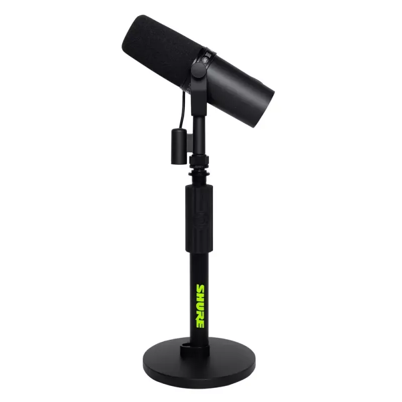 Statyw biurkowy do mikrofonu Shure SH-DESKTOP1, okrągła metalowa podstawa, gwint 3/8 cala, wysokość 26,7–40,6 cm, czarny