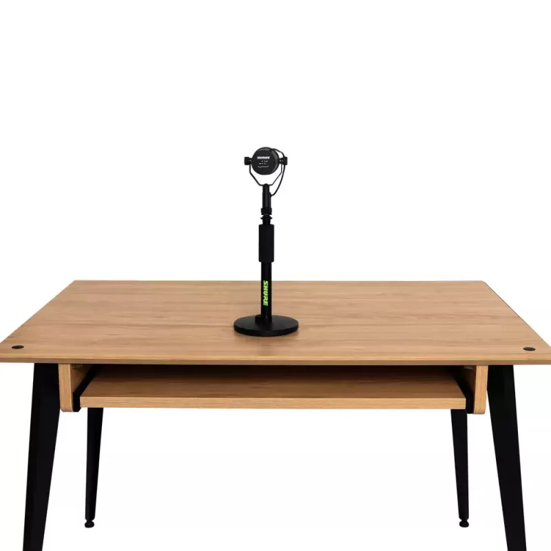 Statyw biurkowy do mikrofonu Shure SH-DESKTOP1, okrągła metalowa podstawa, gwint 3/8 cala, wysokość 26,7–40,6 cm, czarny