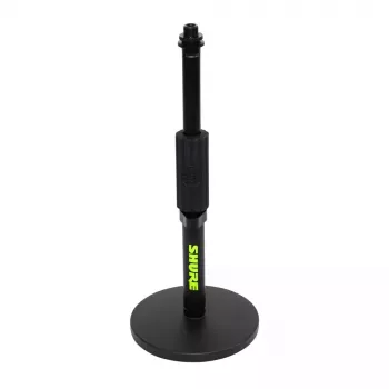 Statyw biurkowy do mikrofonu Shure SH-DESKTOP1, okrągła metalowa podstawa, gwint 3/8 cala, wysokość 26,7–40,6 cm, czarny