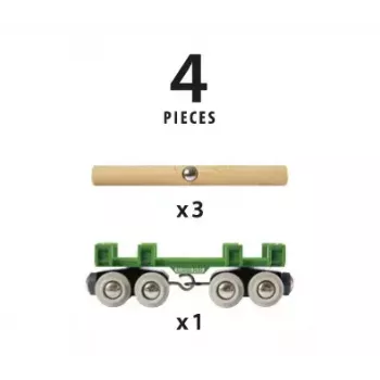 Ravensburger BRIO Wagon do załadunku drewna, akcesoria do kolejek drewnianych, 4 części, wielokolorowy