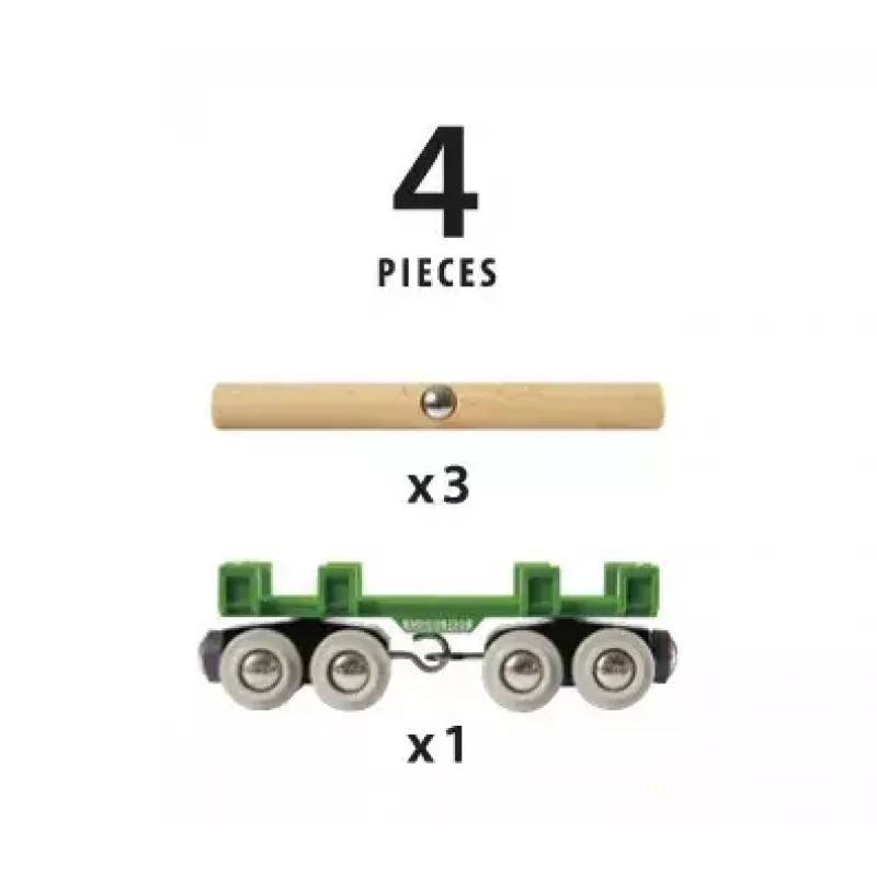 Ravensburger BRIO Wagon do załadunku drewna, akcesoria do kolejek drewnianych, 4 części, wielokolorowy
