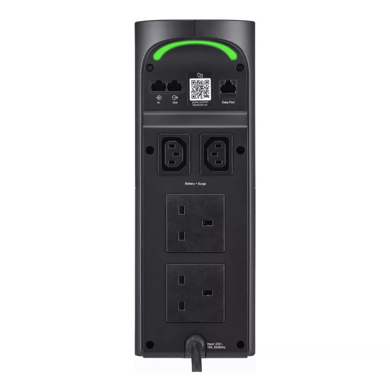 APC Back-UPS Pro for Gaming, 2200VA/1320W, Tower, 230V, 2x UK and 2x IEC C13 outlets, RGB Lights, Pure Sine Wave, Midnight (Czarny)
