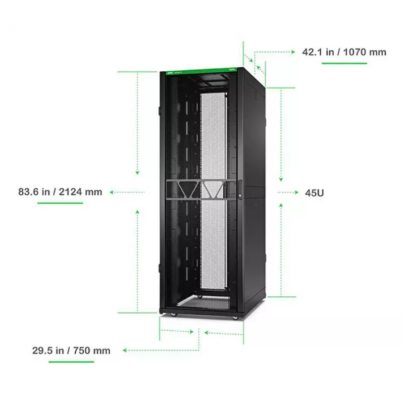 Szafa serwerowa APC NetShelter SX Gen 2, 45U, 2124H x 750W x 1070D mm, z panelami bocznymi, czarna