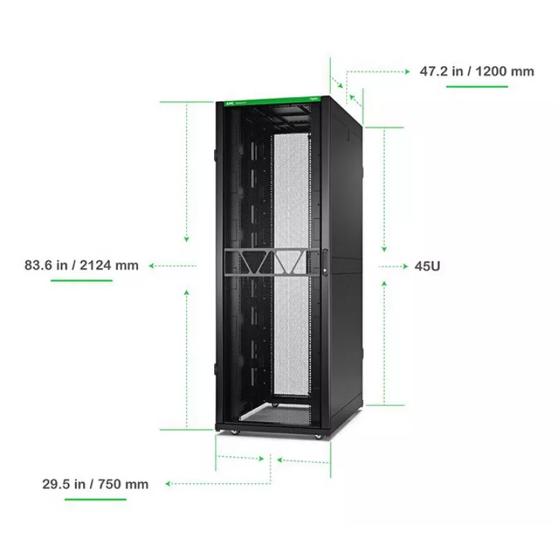APC NetShelter SX Szafa serwerowa Gen 2, 45U, 2124 x 750 x 1200 mm, z bokami, czarna