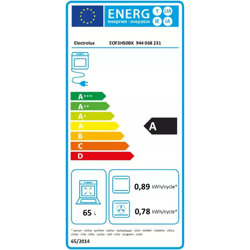 Electrolux EOF3H50BK 65 L 2090 W Czarny, Stal nierdzewna