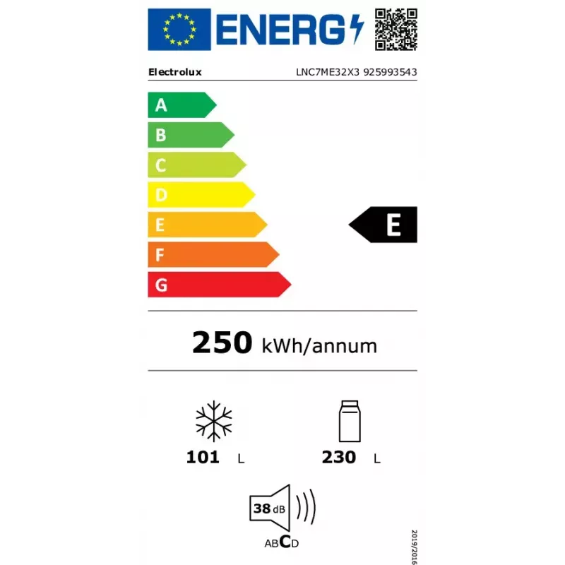 Electrolux LNC7ME32X3 wolnostojąca 330 l stal nierdzewna